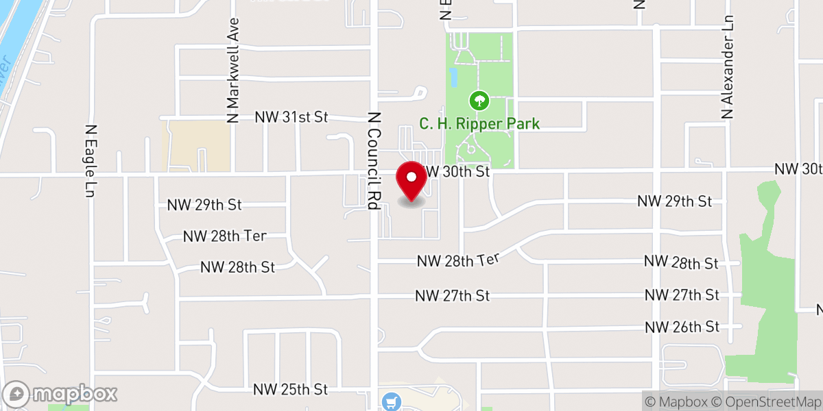 Map showing location of Council Road Baptist Church
