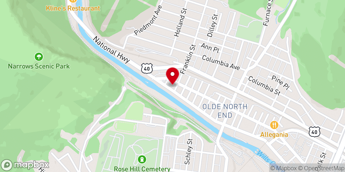 Map showing location of Union Rescue Mission of Western Maryland