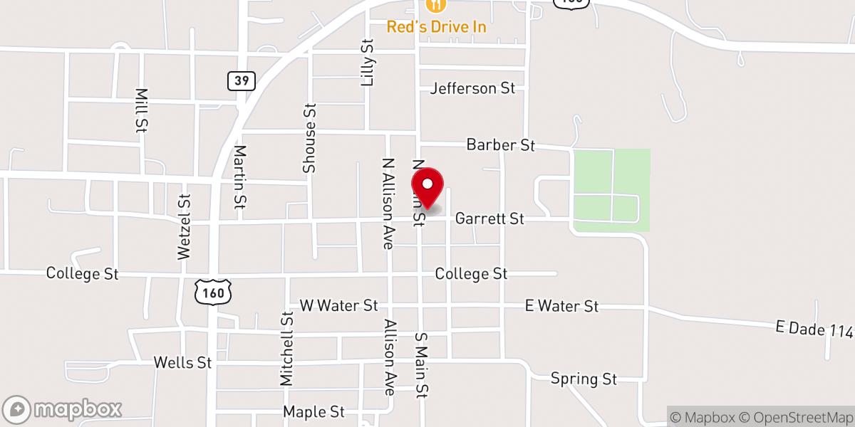 Map showing location of Ebenezer Presbyterian Church