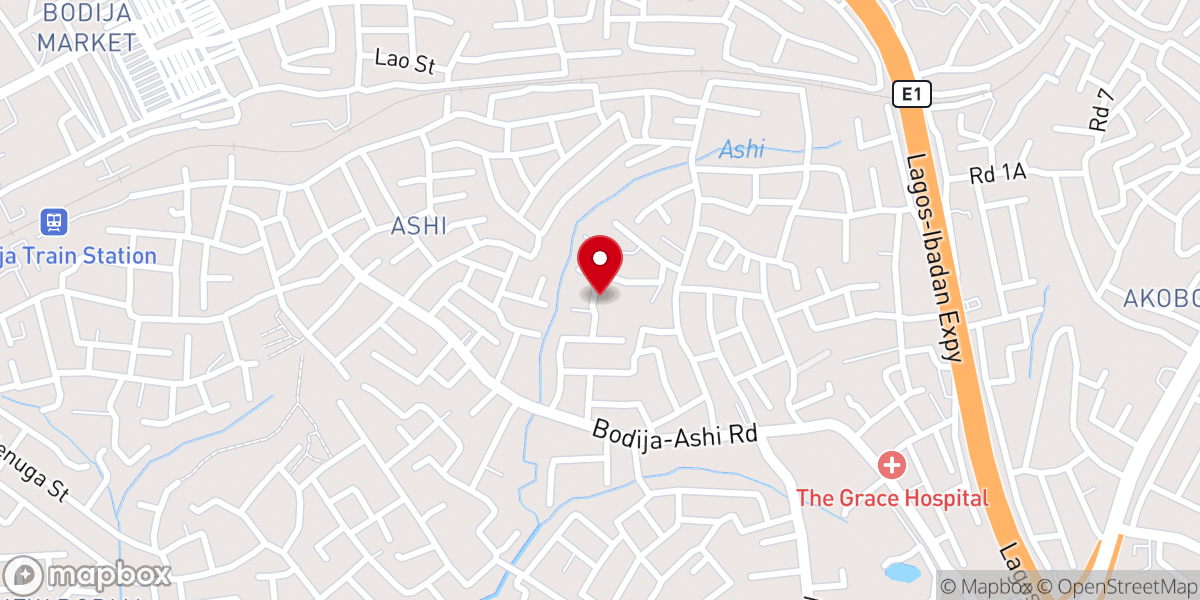 Map showing location of Christ Apostolic Church Oke Agbara