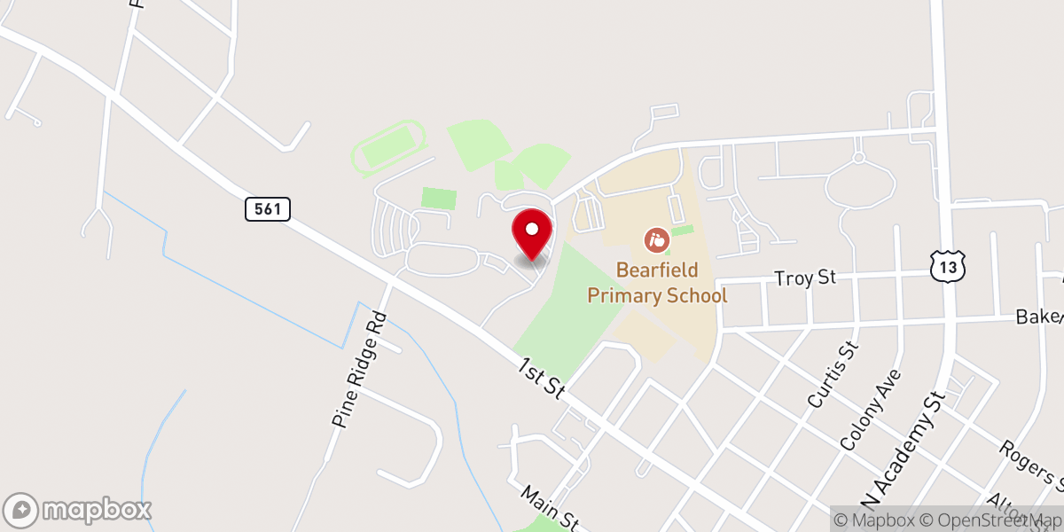 Map showing location of Ahoskie Christian Center