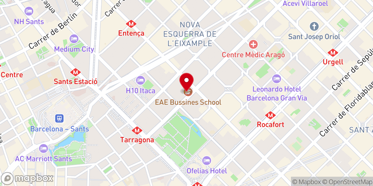 Map showing location of Casa Roca Barcelona