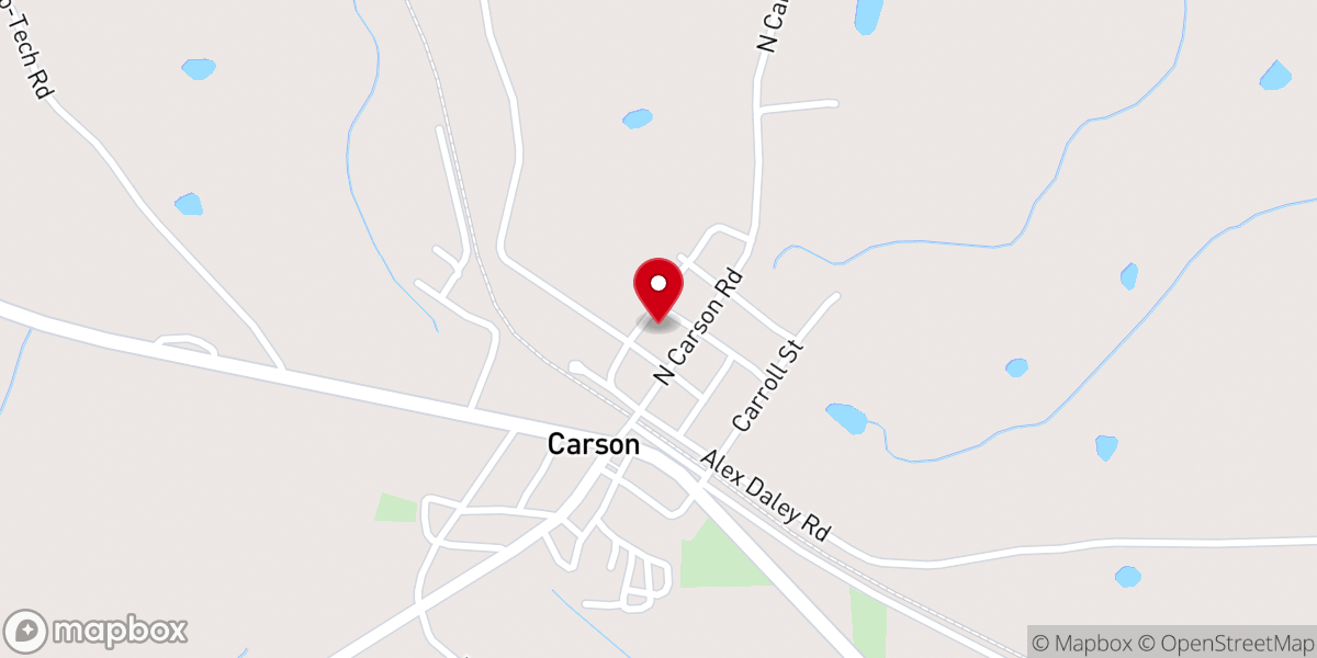Map showing location of Carson Baptist Church