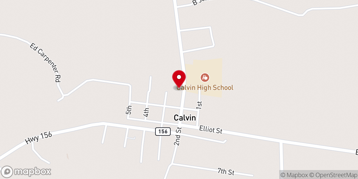 Map showing location of Calvin Baptist Church
