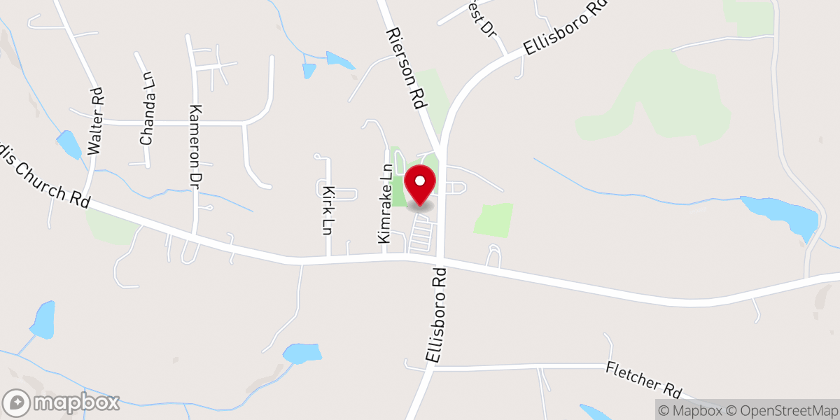 Map showing location of Ellisboro Baptist Church