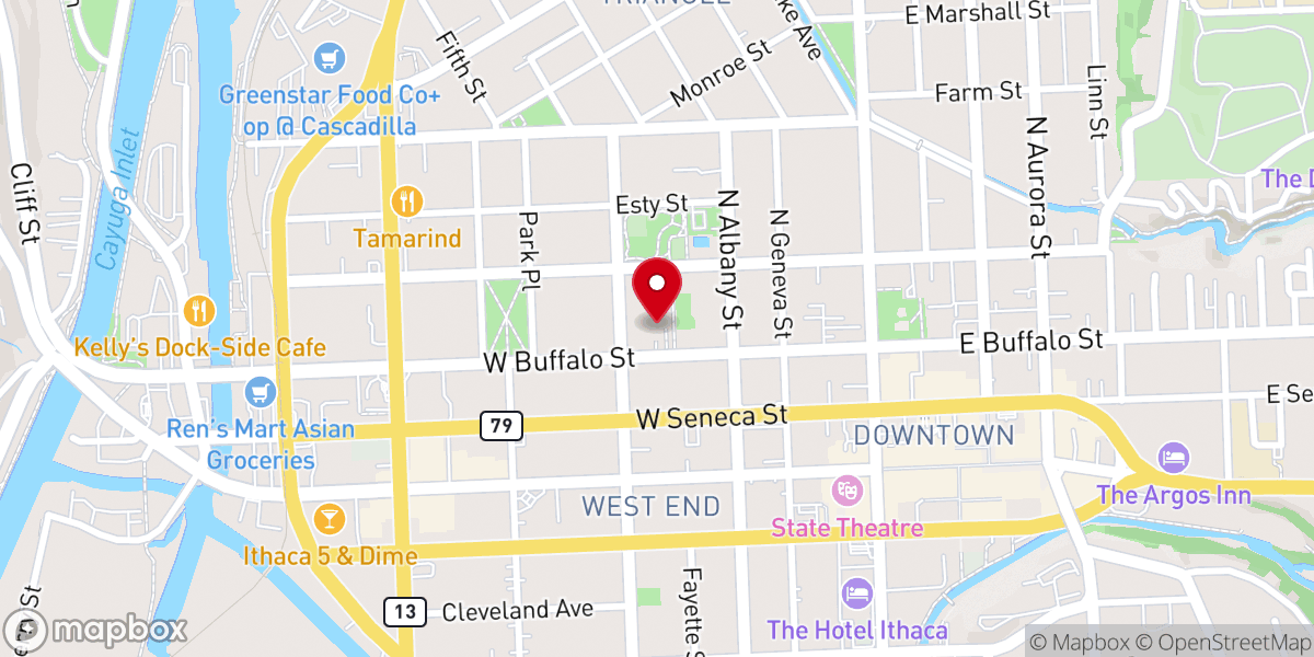 Map showing location of Catholic Charities of Tompkins