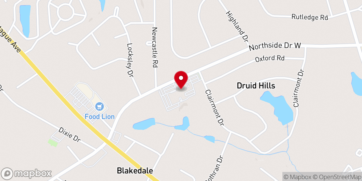 Map showing location of North Side Baptist Church