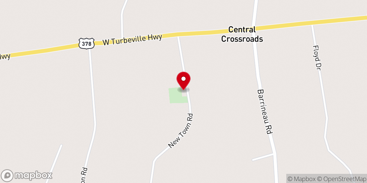 Map showing location of New Town Original Free Will Baptist Church