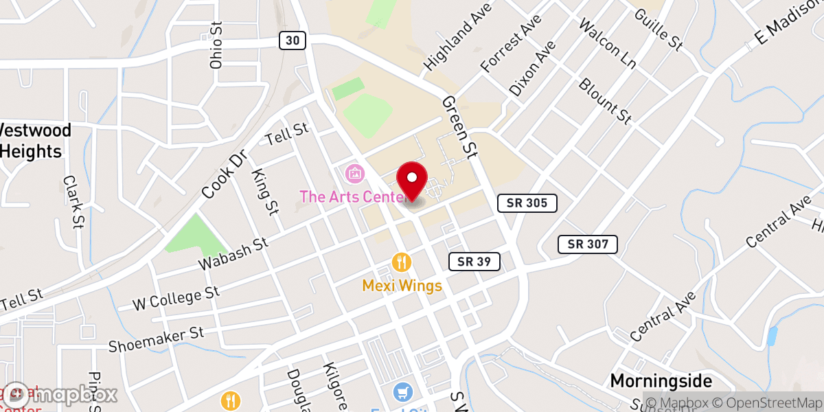 Map showing location of Trinity United Methodist Church