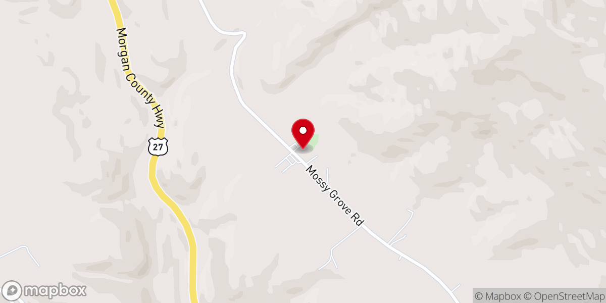 Map showing location of Mossy Grove Baptist Church
