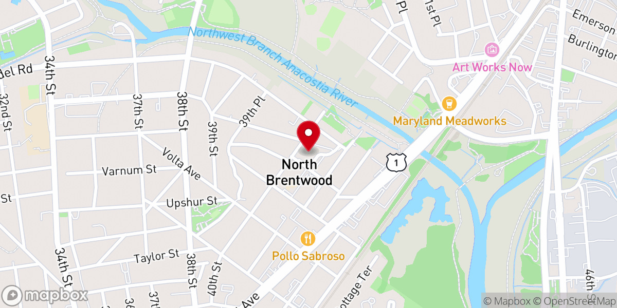 Map showing location of First Baptist Church of North Brentwood