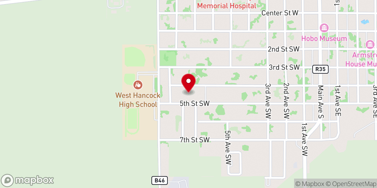 Map showing location of United Methodist Church