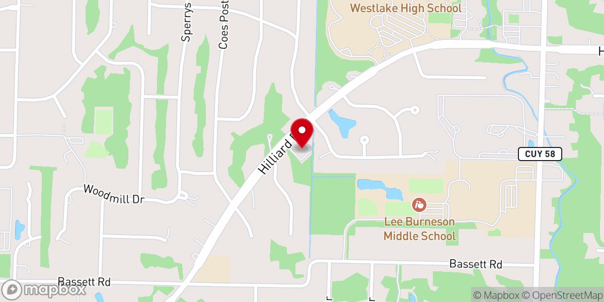 Map showing location of Westlake Bible Fellowship