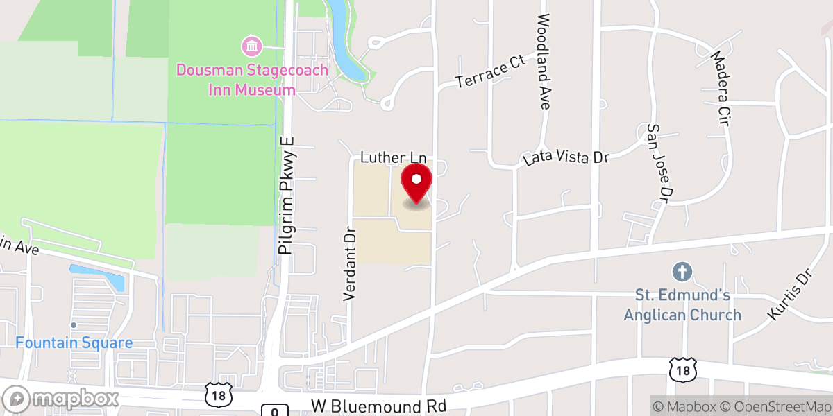 Map showing location of Elm Grove Evangelical Lutheran Church