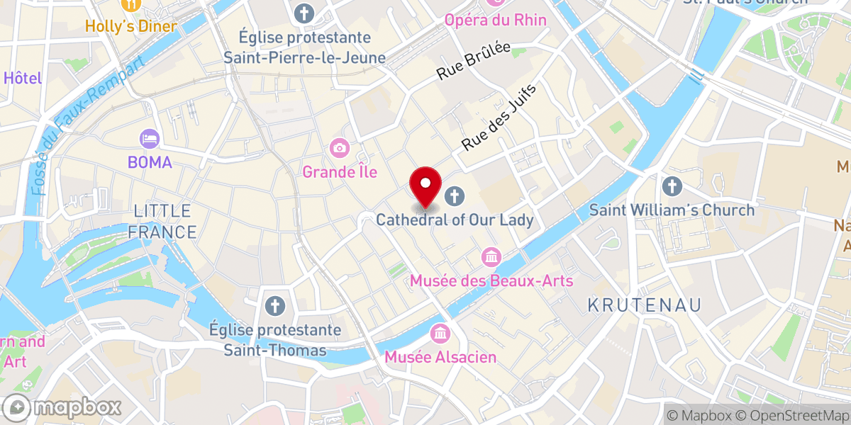 Map showing location of Place de la Cathédrale Strasbourg