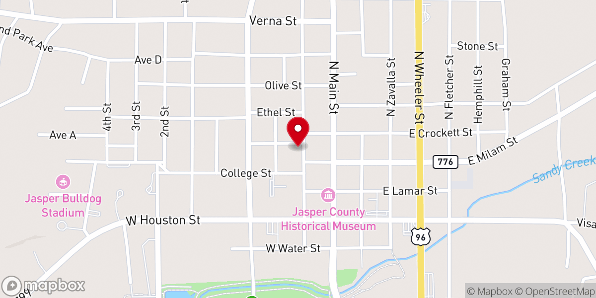 Map showing location of The Wesley Center at First Methodist Church of Jasper