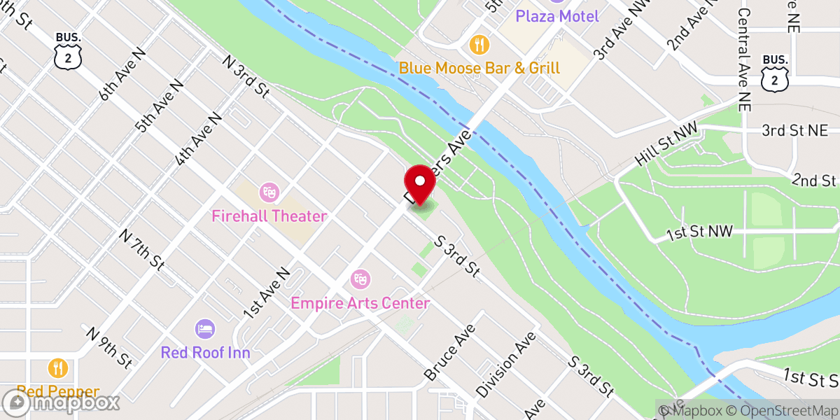 Map showing location of Town Square Grand Forks