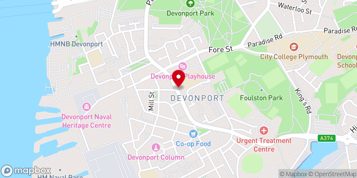 Map showing location of St Aubyn's Church