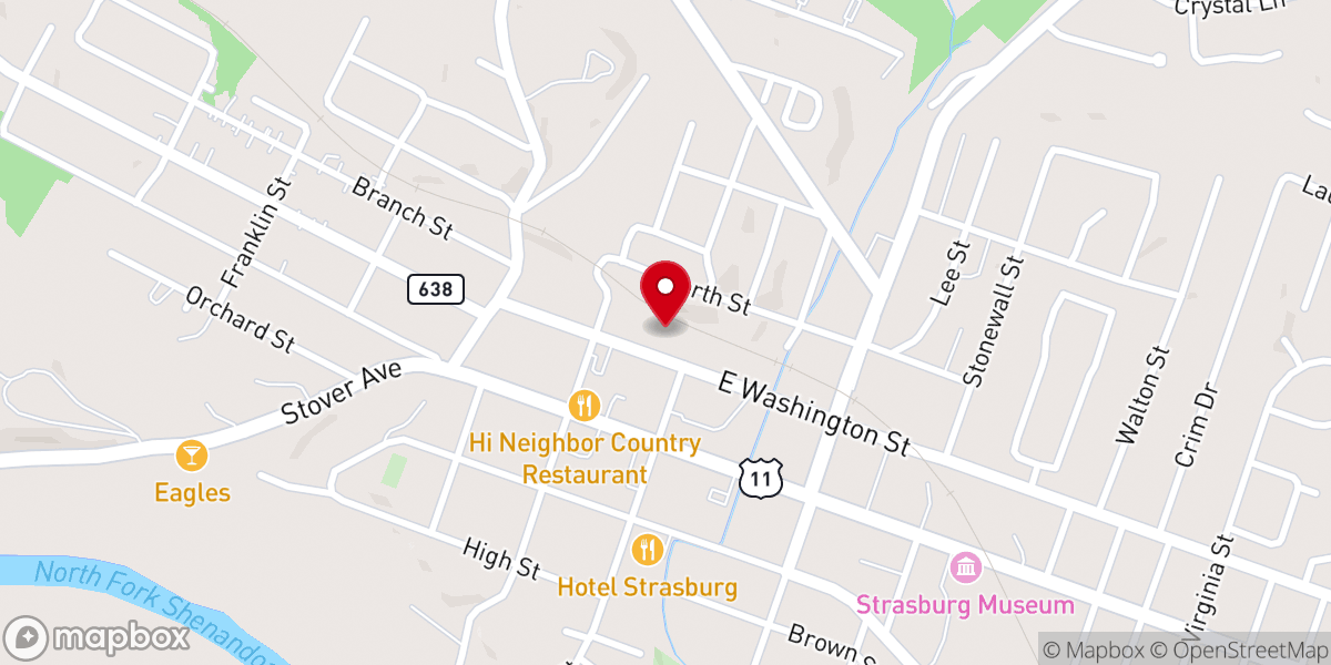 Map showing location of Strasburg Methodist Church