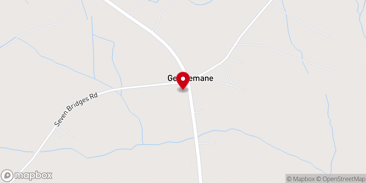 Map showing location of Gethsemane Baptist Church