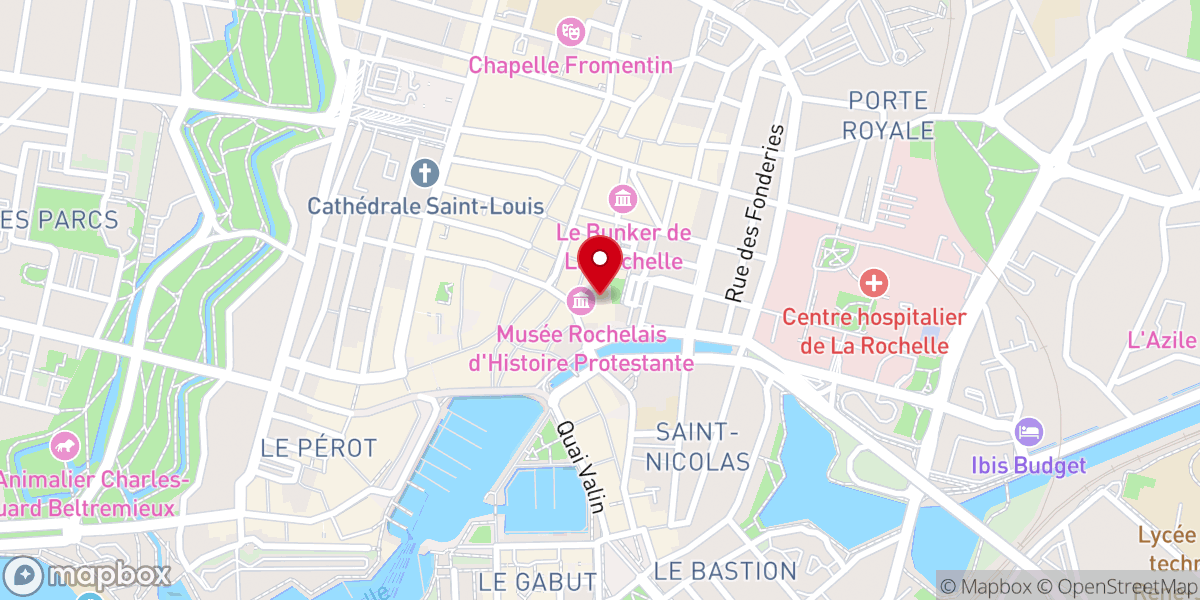 Map showing location of Musée protestant de la Rochelle