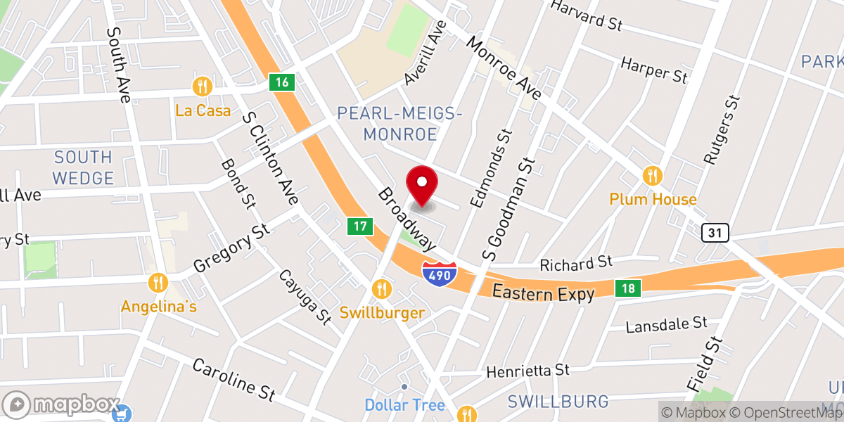 Map showing location of Baber A.M.E. Church