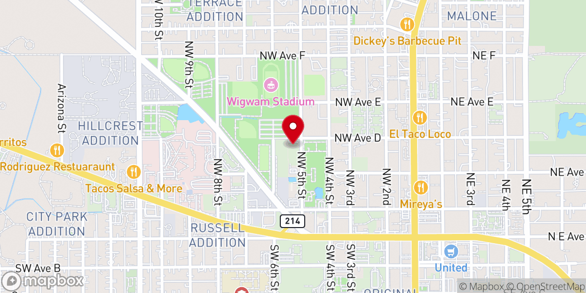 Map showing location of 5th Street Church of Christ