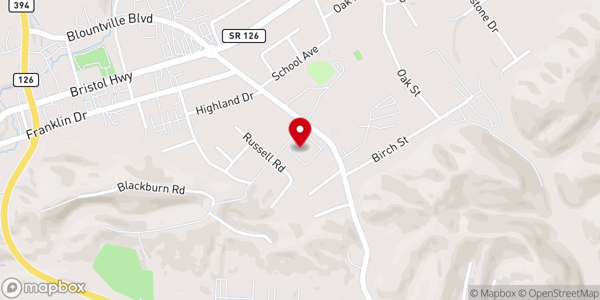 Map showing location of Blountville Christian Church