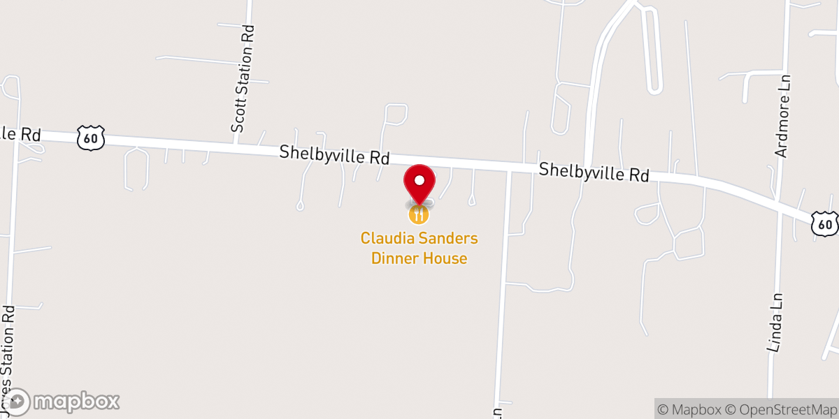 Map showing location of Claudia Sanders Dinner House