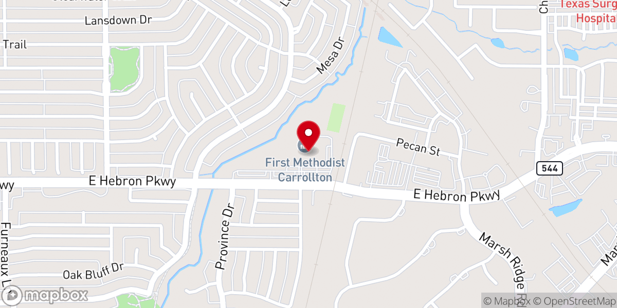 Map showing location of First Methodist Carrollton
