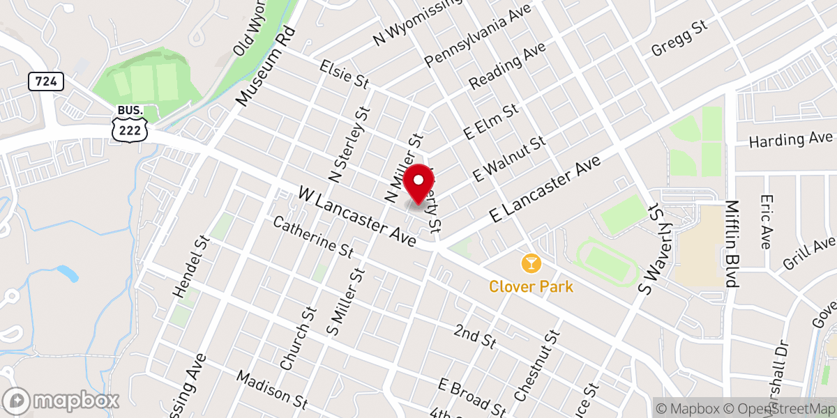 Map showing location of Grace Evangelical Lutheran Church