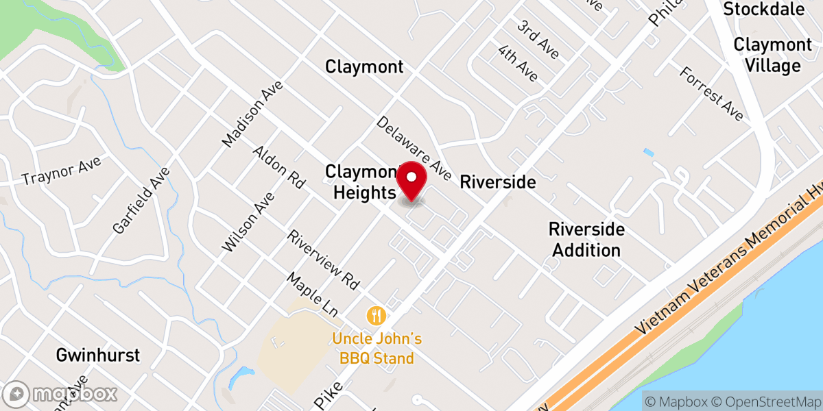 Map showing location of The Tabernacle Shalom Worship Center