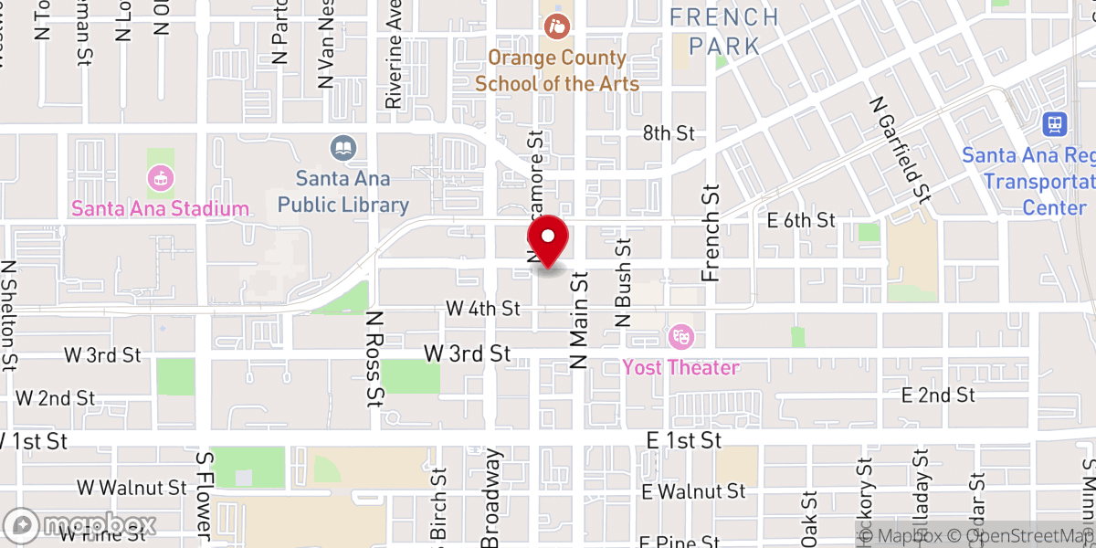 Map showing location of Mariners Church Santa Ana
