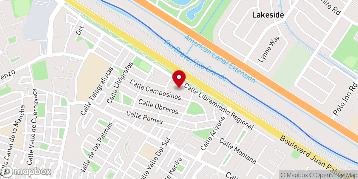 Map showing location of Complejo Pastoral Juan Pablo II