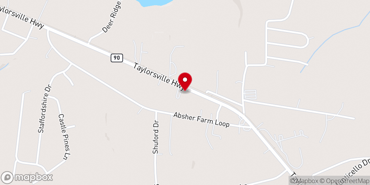 Map showing location of Monticello Baptist Church