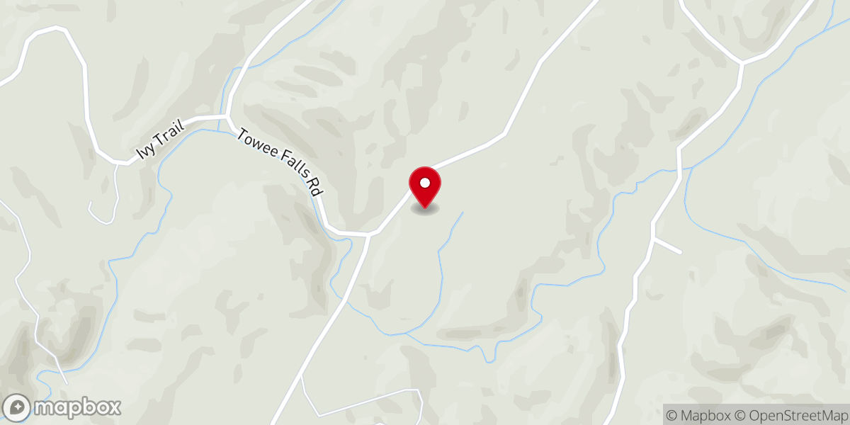 Map showing location of Towee Falls Baptist Church