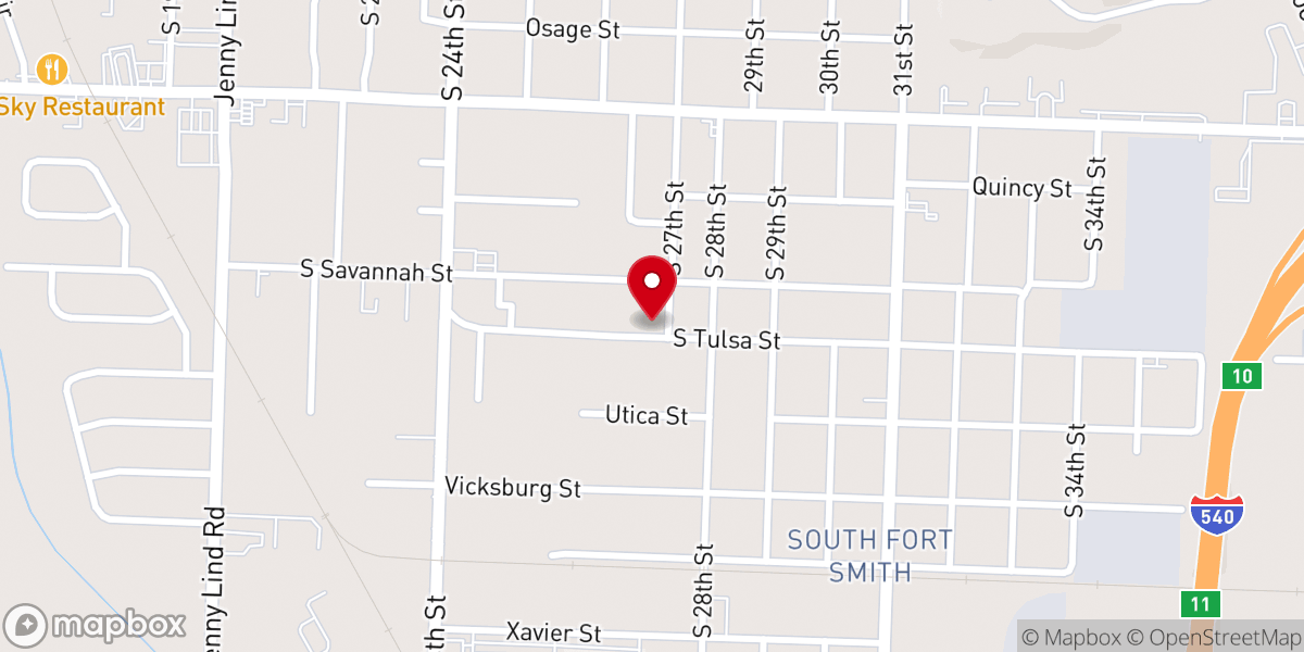 Map showing location of South Fort Smith Freewill Baptist Church