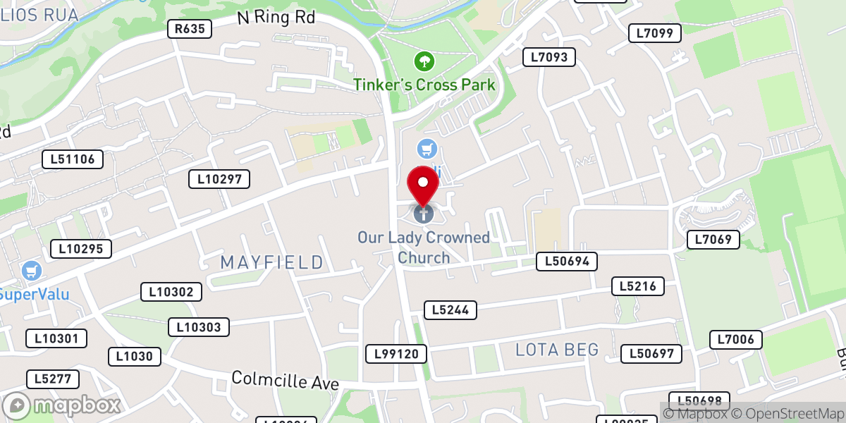 Map showing location of Church of Our Lady Crowned, Mayfield