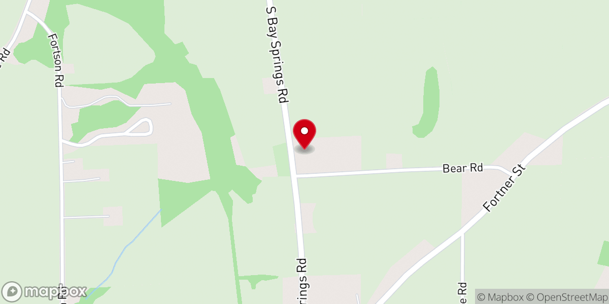 Map showing location of Bay Springs Baptist Church