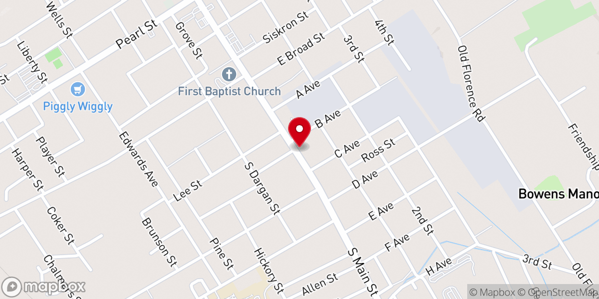 Map showing location of Hope Christian Center