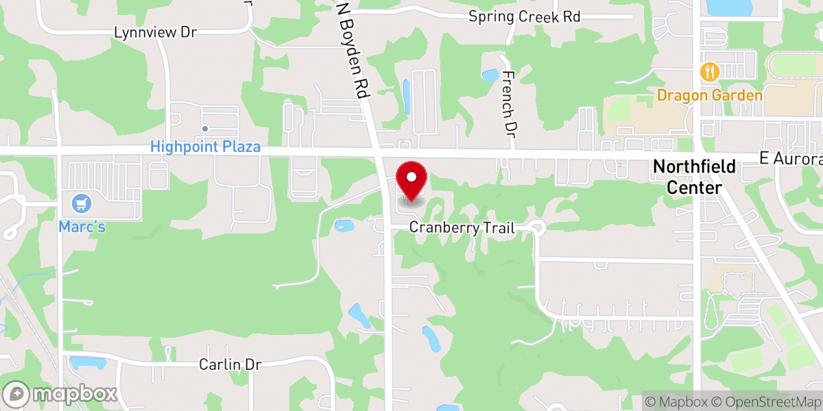Map showing location of Northfield Presbyterian Church