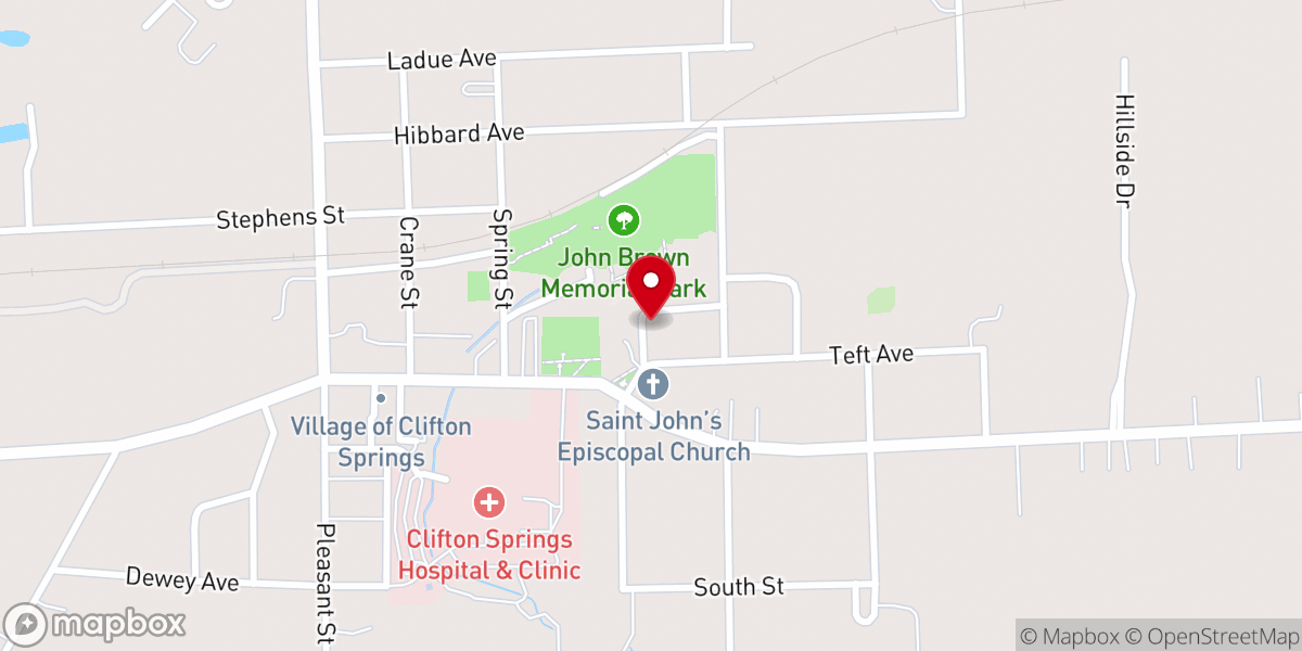 Map showing location of First Baptist Church of Clifton Springs