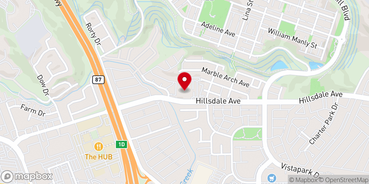 Map showing location of Hillside Church San Jose