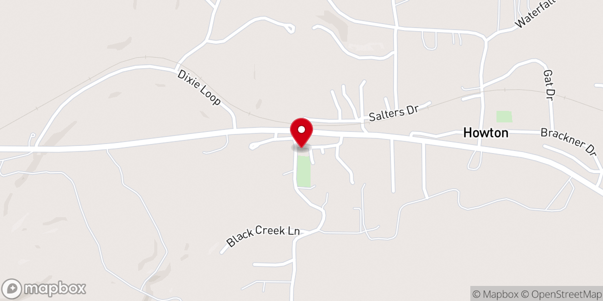 Map showing location of Little Hurricane Baptist Church
