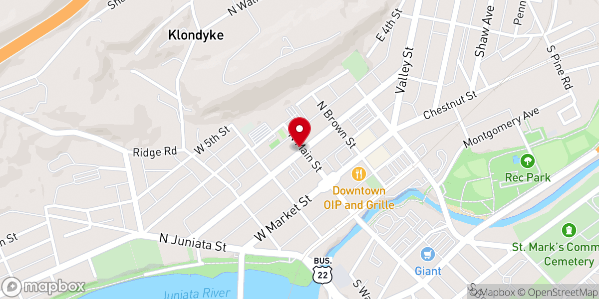 Map showing location of St John's Lutheran Church