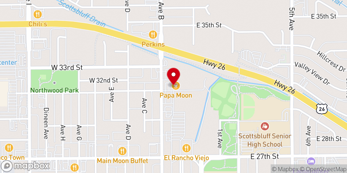 Map showing location of Papa Moon