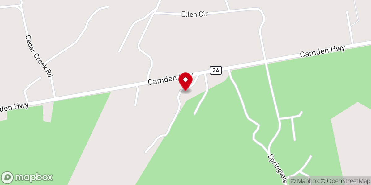Map showing location of Gum Springs Baptist Church
