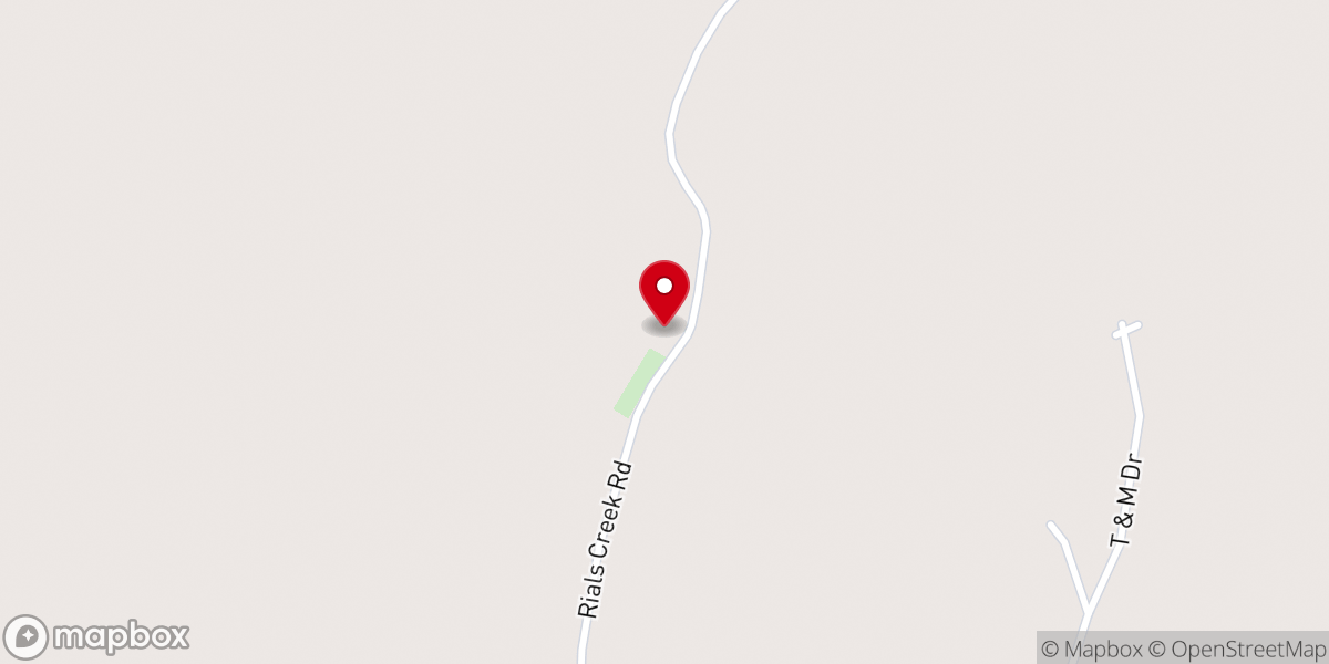 Map showing location of Rials Creek Church