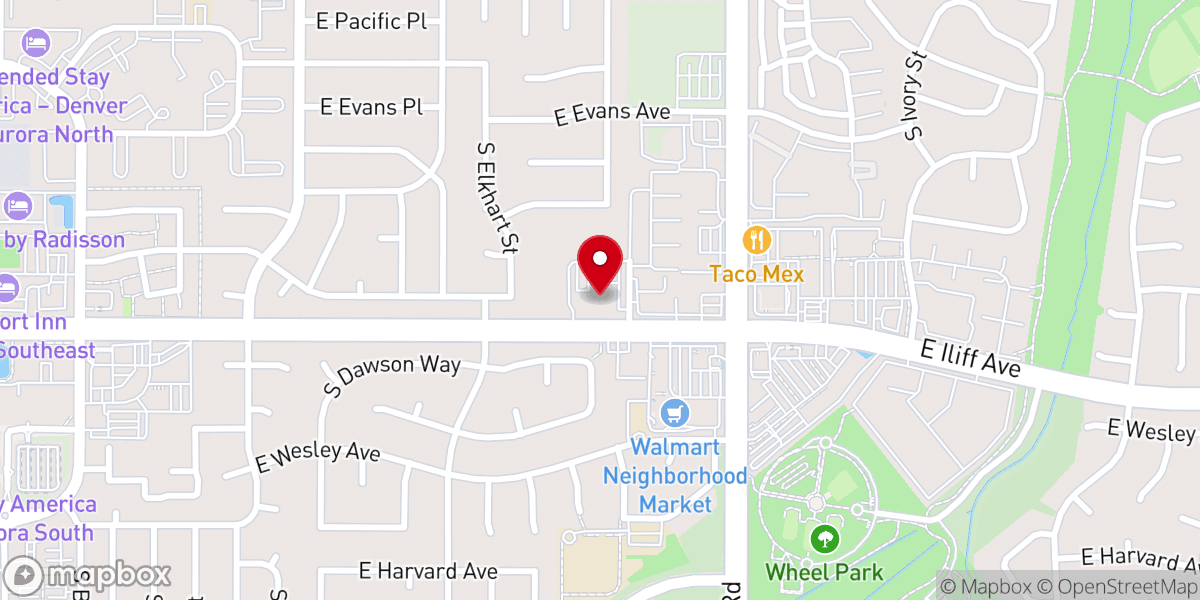 Map showing location of New Life Mission Church of Colorado