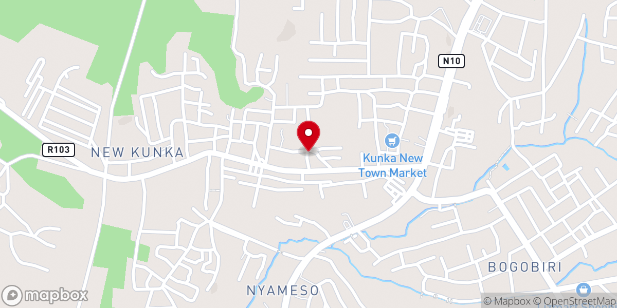 Map showing location of Apostle continuation church obuasi